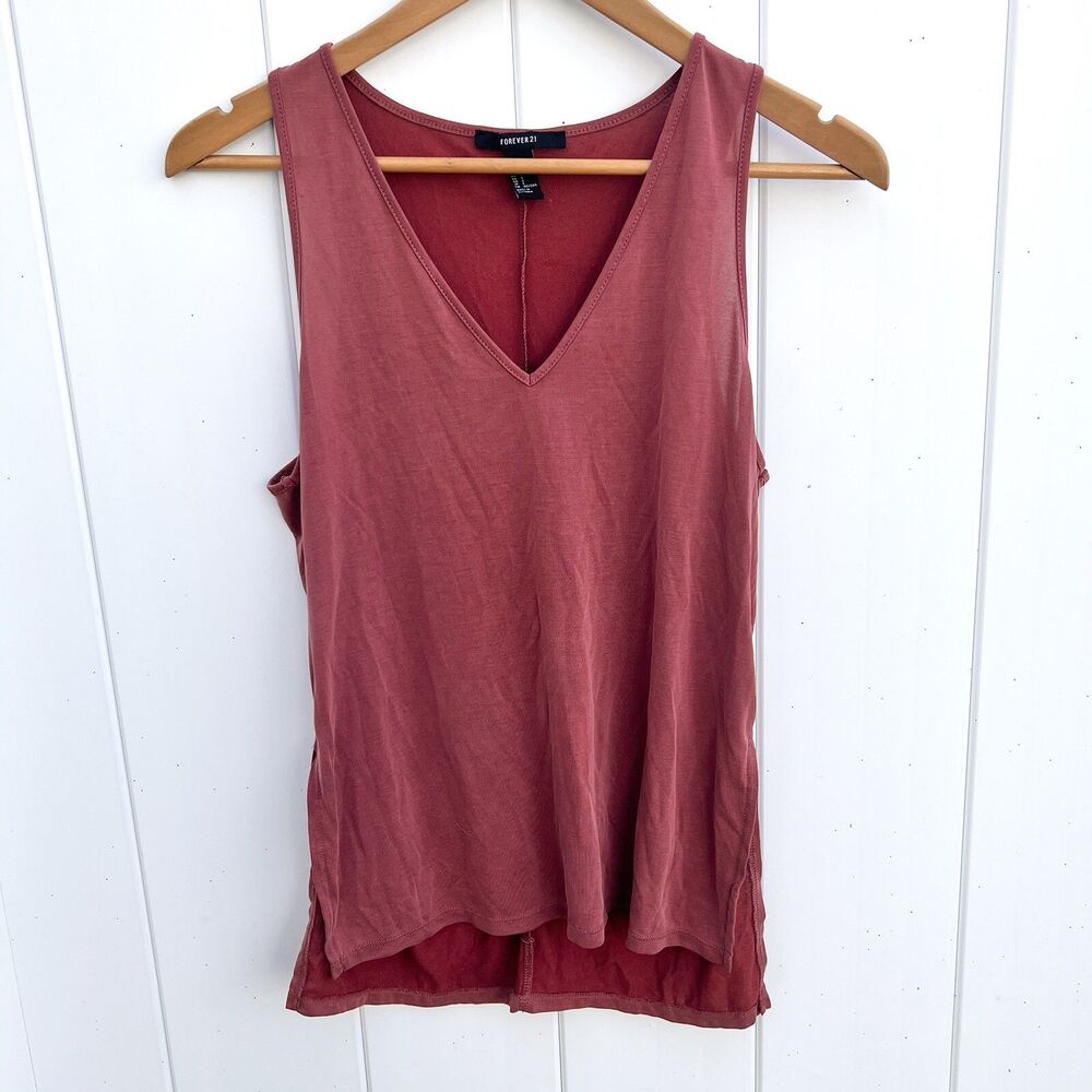 Forever 21 Tank Top Slit V-Neck Small